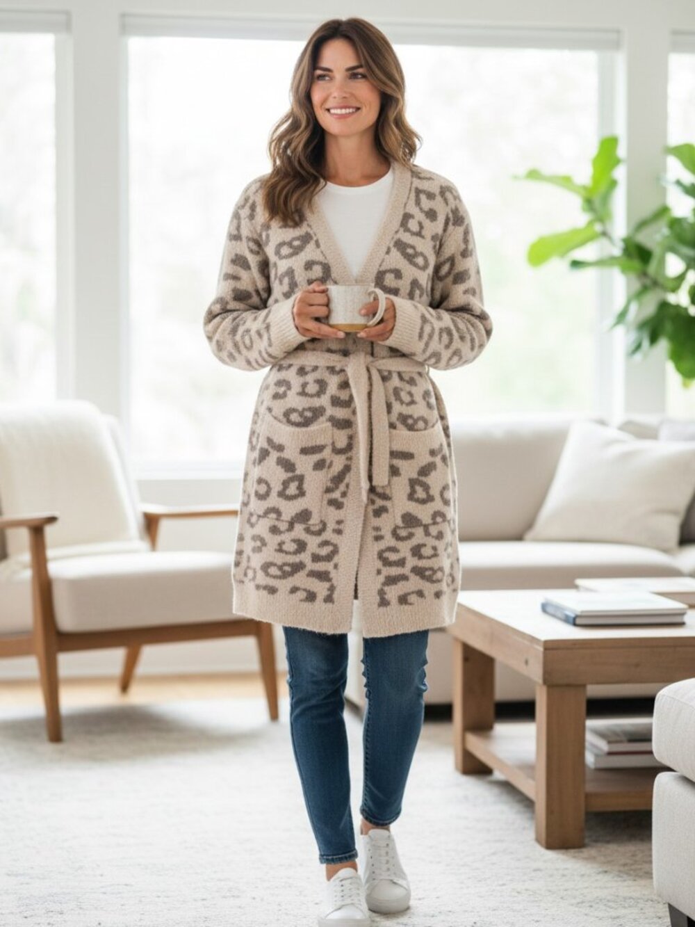 🐆 NWT ComfyLux Leopard Belted Cardigan